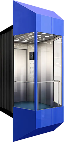 Blue color Observation lift/elevator for commercial bulding with handrail